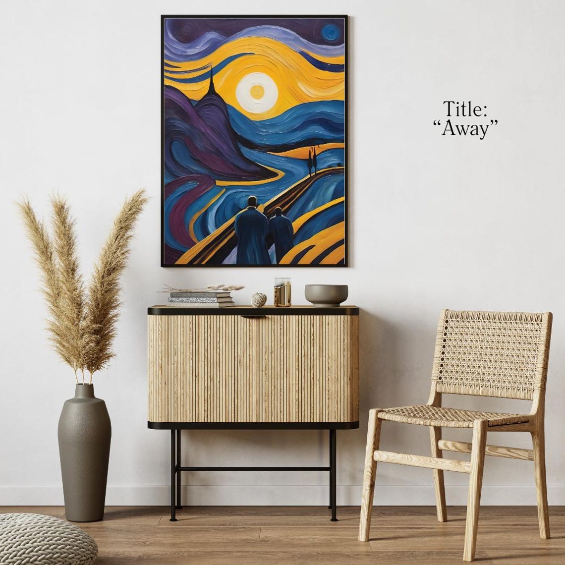 Starry Night Inspired Couple Beneath a Giant Moon Art Poster - Image 4