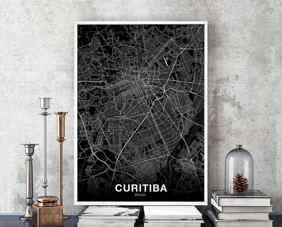 Curitiba Brazil Map Poster Black White Hometown City Print Modern Home Decor Office Decoration Wall Art Dorm Bedroom Gift