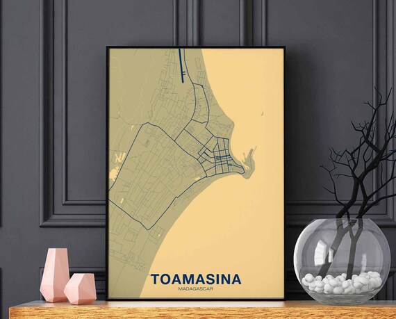 Toamasina Madagascar Map Poster Color Hometown City Print Modern Home Decor Office Decoration Wall Art Dorm Bedroom Gift