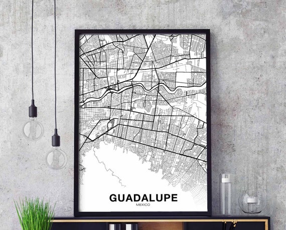 Guadalupe Mexico Map Poster Hometown City Print Modern Home Decor Office Decoration Wall Art Dorm Bedroom Gift