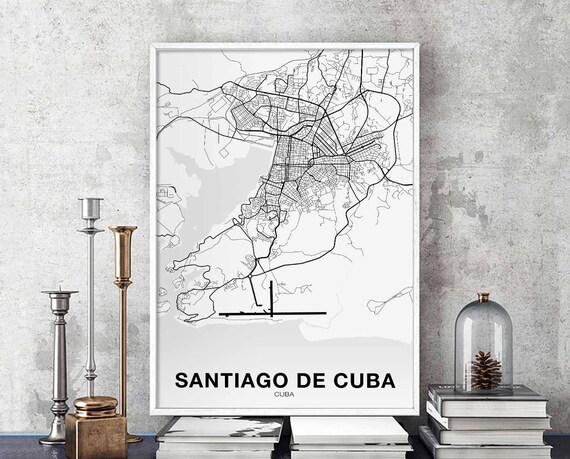 Santiago De Map Poster Hometown City Print Modern Home Decor Office Decoration Wall Art Dorm Bedroom Gift