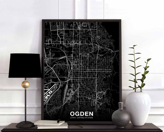 Ogden Utah Ut Usa Map Poster Black White Hometown City Print Modern Home Decor Office Decoration Wall Art Dorm Bedroom Gift