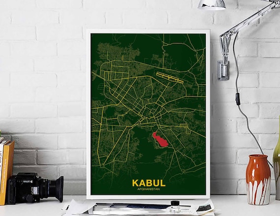 Kabul Afghanistan Map Poster Color Hometown City Print Modern Home Decor Office Decoration Wall Art Dorm Bedroom Gift