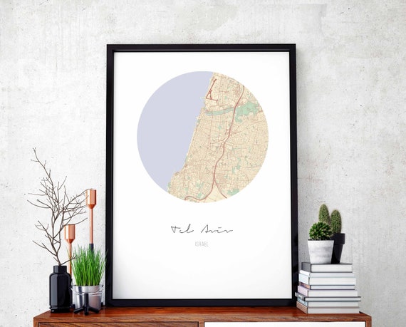 Tel Aviv Israel Map Poster Wall Decor Design Modern Minimal Nordic Travel Bedroom Home Art Vintage Retro Dorm Nursery Housewarming