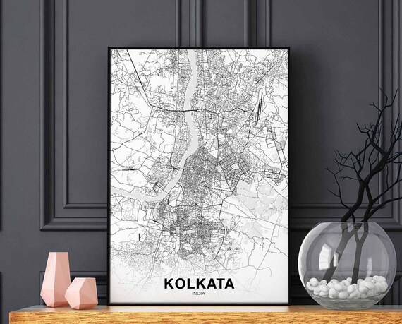 Kolkata Calcutta India Map Poster Hometown City Print Modern Home Decor Office Decoration Wall Art Dorm Bedroom Gift