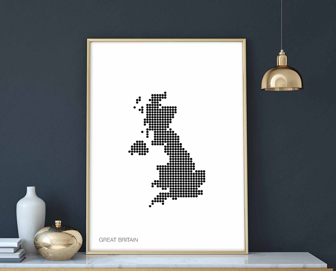 Great Britain Minimal Dots Retro Map Poster