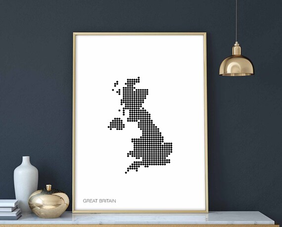 Great Britain Minimal Dots Retro Map Poster
