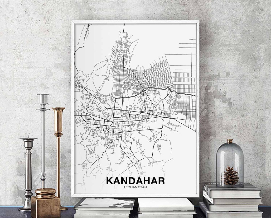 Kandahar Afghanistan Map Poster, Modern Travel Print