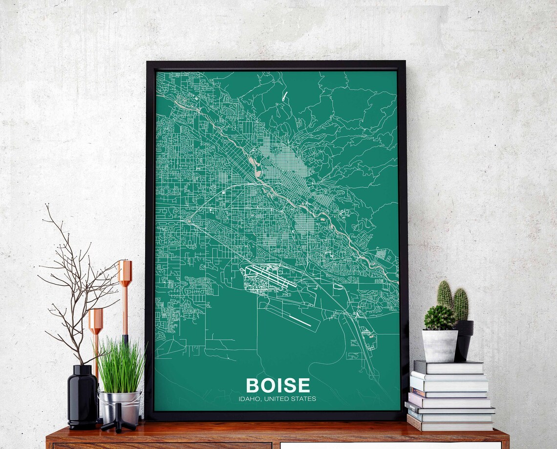 Boise Idaho Green City Street Map Minimalist Modern Wall Poster