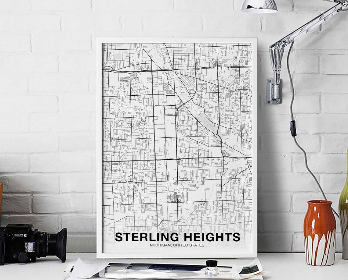 Sterling Heights Missouri US Map Poster, Modern Home Decor