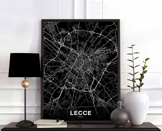 Lecce Italy Map Poster Black White Hometown City Print Modern Home Decor Office Decoration Wall Art Dorm Bedroom Gift