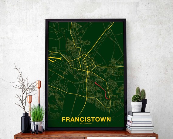 Francistown Botswana Map Poster Color Hometown City Print Modern Home Decor Office Decoration Wall Art Dorm Bedroom Gift