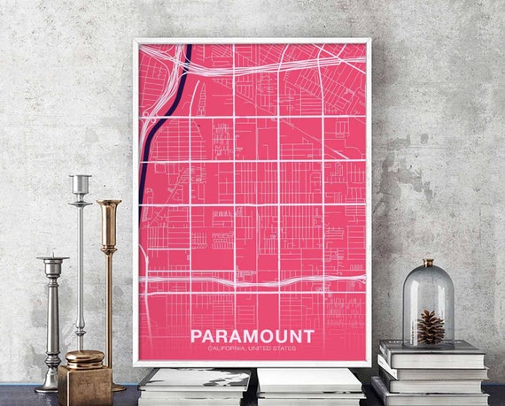 Paramount Ca Usa Poster Color Hometown City Print Modern Home Decor Office Decoration Wall Art Dorm Bedroom Gift