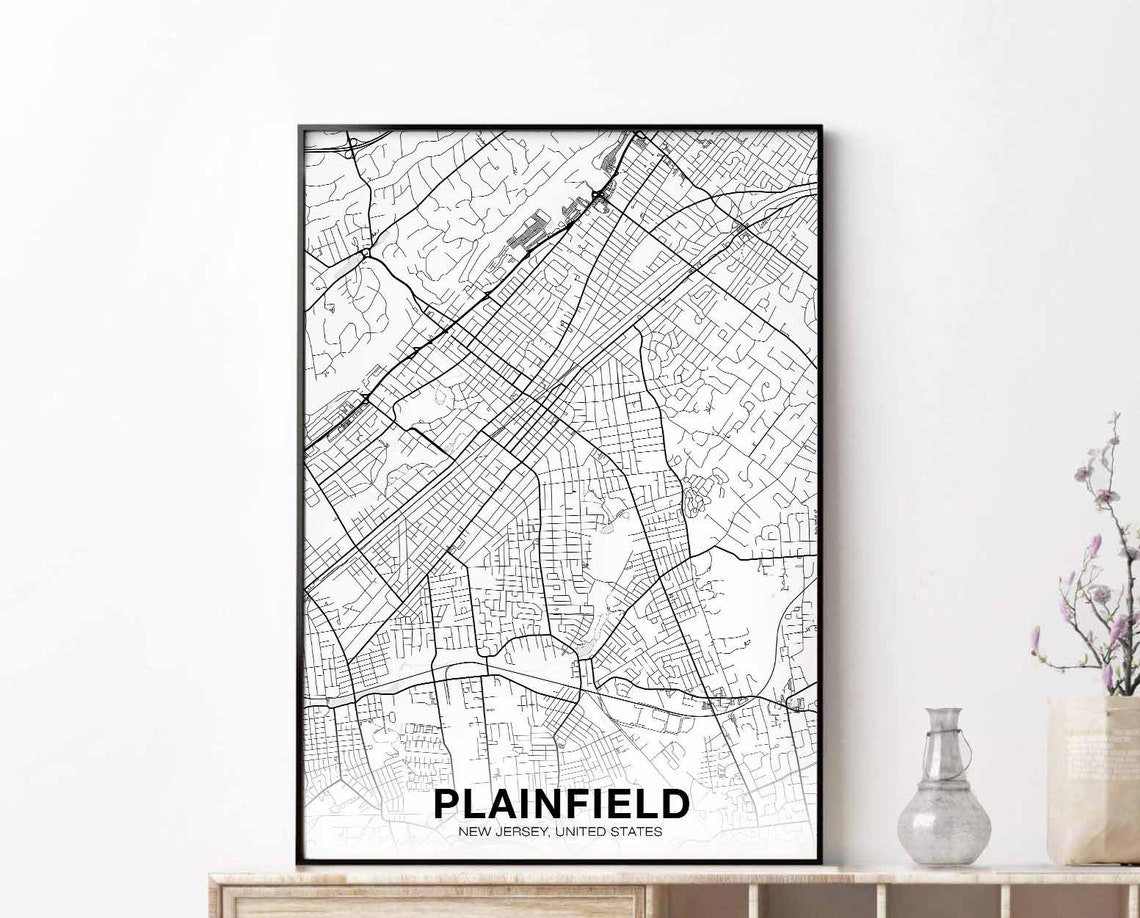 Plainfield New Jersey White Minimalist City Map Poster Home Town Decor