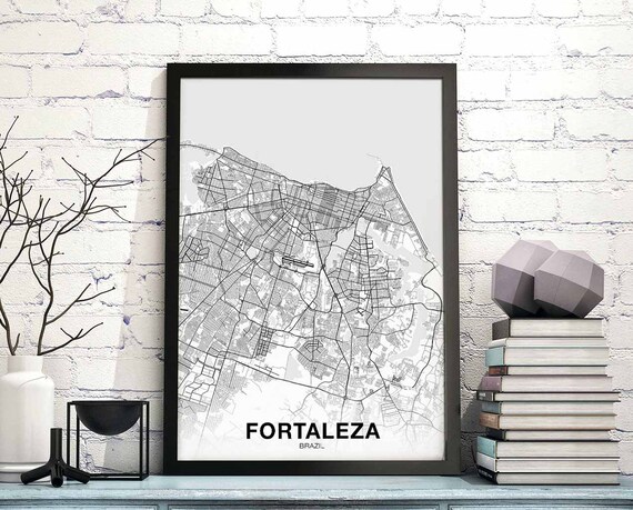 Fortaleza Brazil Map Poster Hometown City Print Modern Home Decor Office Decoration Wall Art Dorm Bedroom Gift