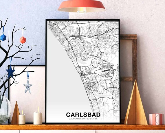 Carlsbad Usa Map Poster Hometown City Print Modern Home Decor Office Decoration Wall Art Dorm Bedroom Gift