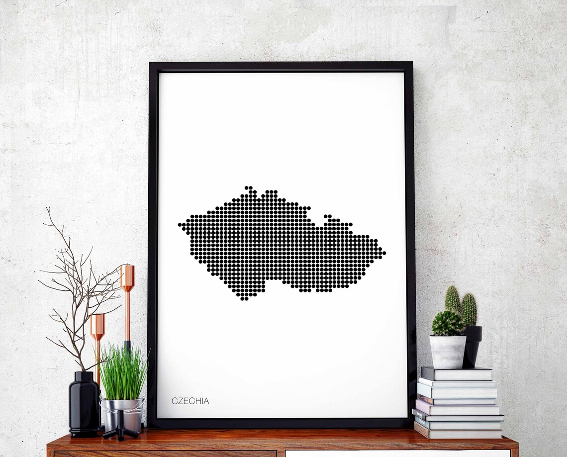 Czechia Minimal Dots Retro Map Poster