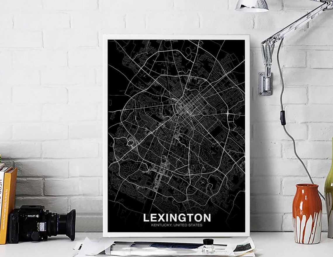 Lexington Kentucky USA Map Poster, Modern Home Decor