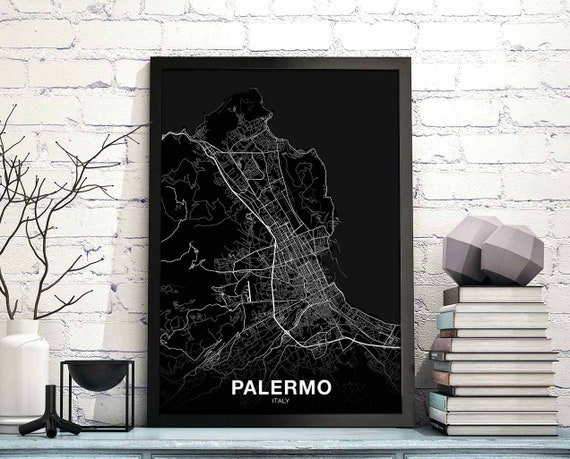 Palermo Italy Map Poster, Modern Home Decor