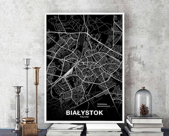 Biaystok Bialystok Poland Map Poster Black White Hometown City Print Modern Home Decor Office Decoration Wall Art Dorm Bedroom Gift