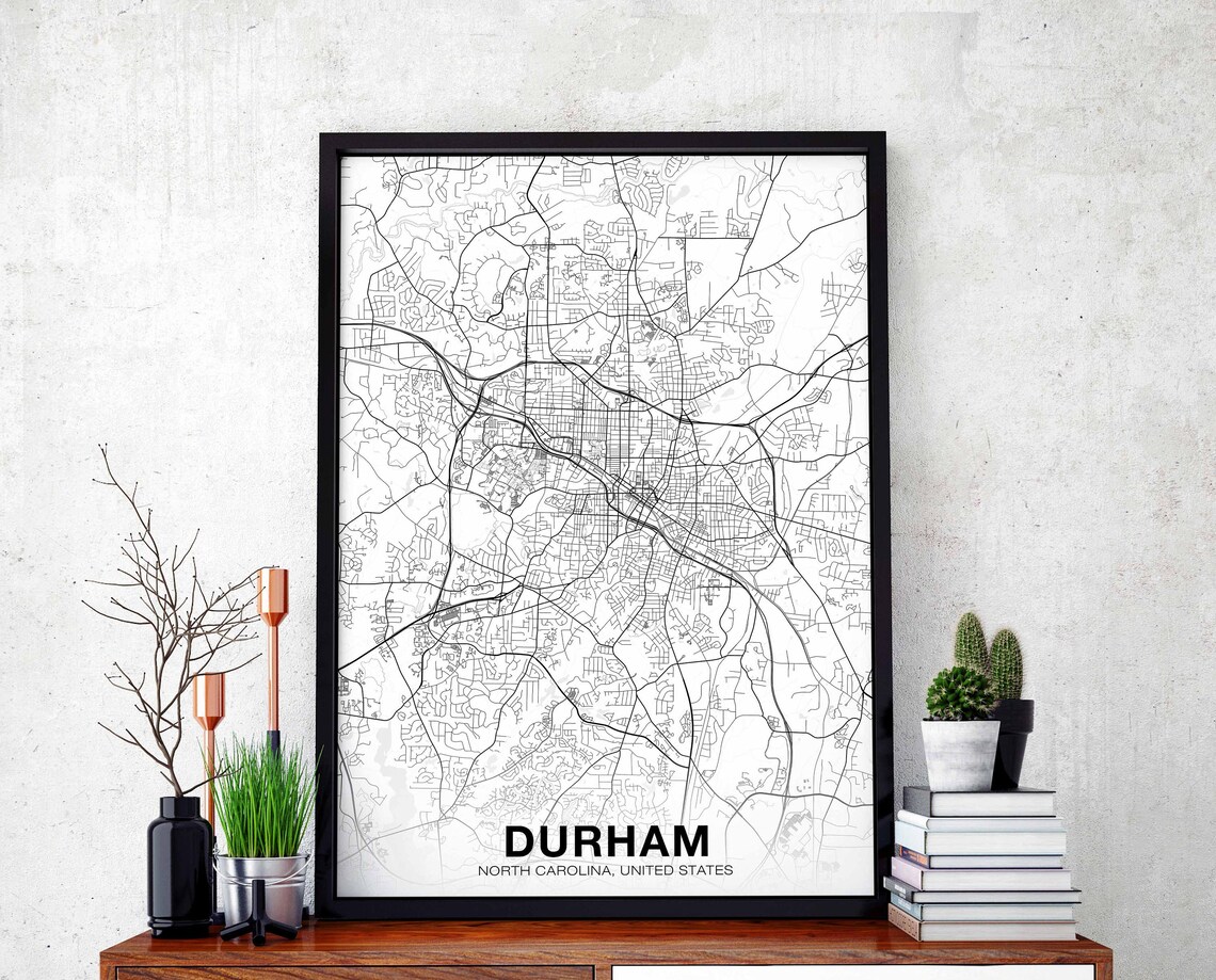 Durham North Carolina Map Poster, Modern City Print