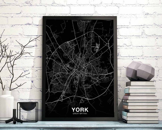 York Great Britain Gb Uk Map Poster Black White Hometown City Print Modern Home Decor Office Decoration Wall Art Dorm Bedroom Gift