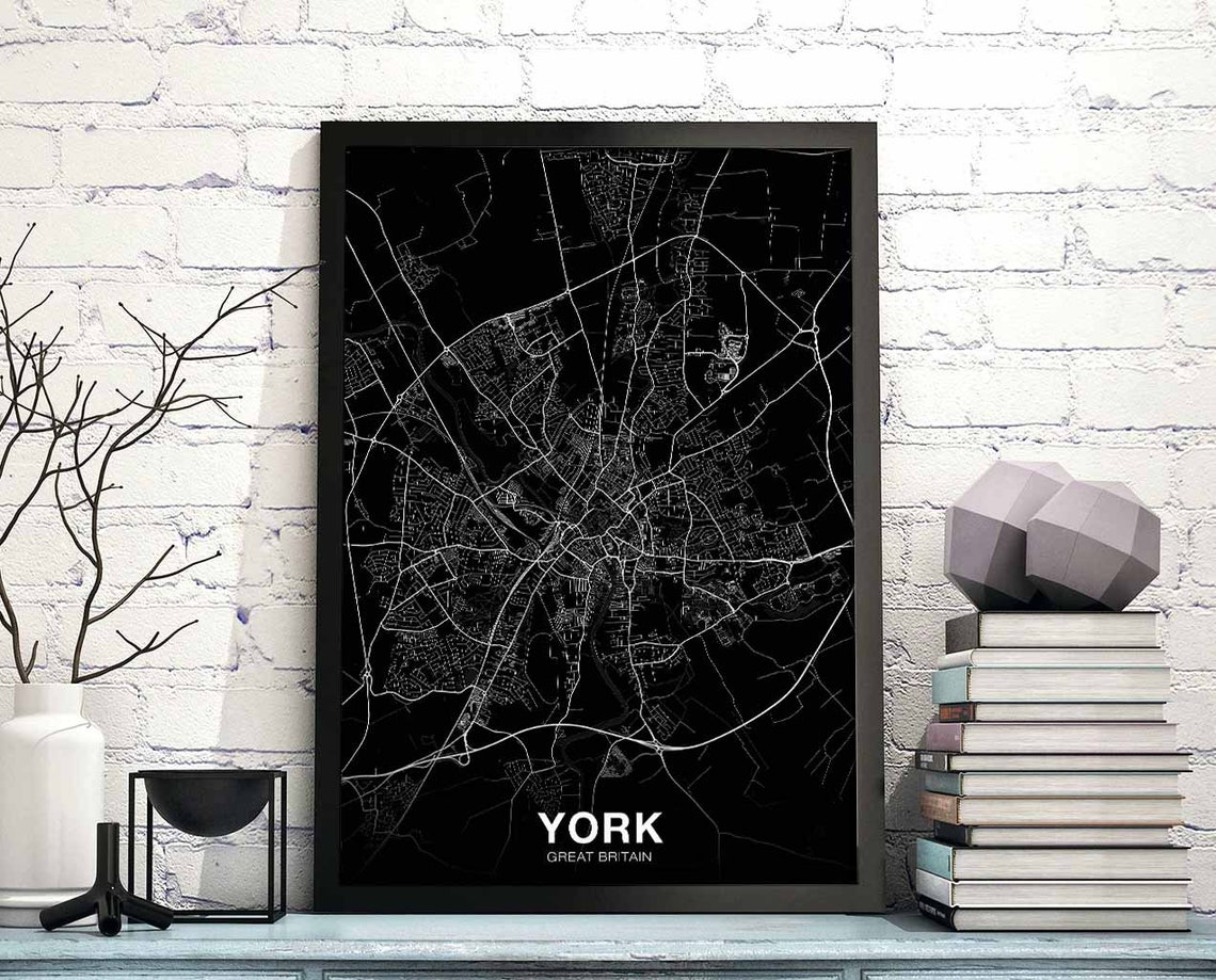 York Great Britain Minimalist Black City Map Poster for Decor