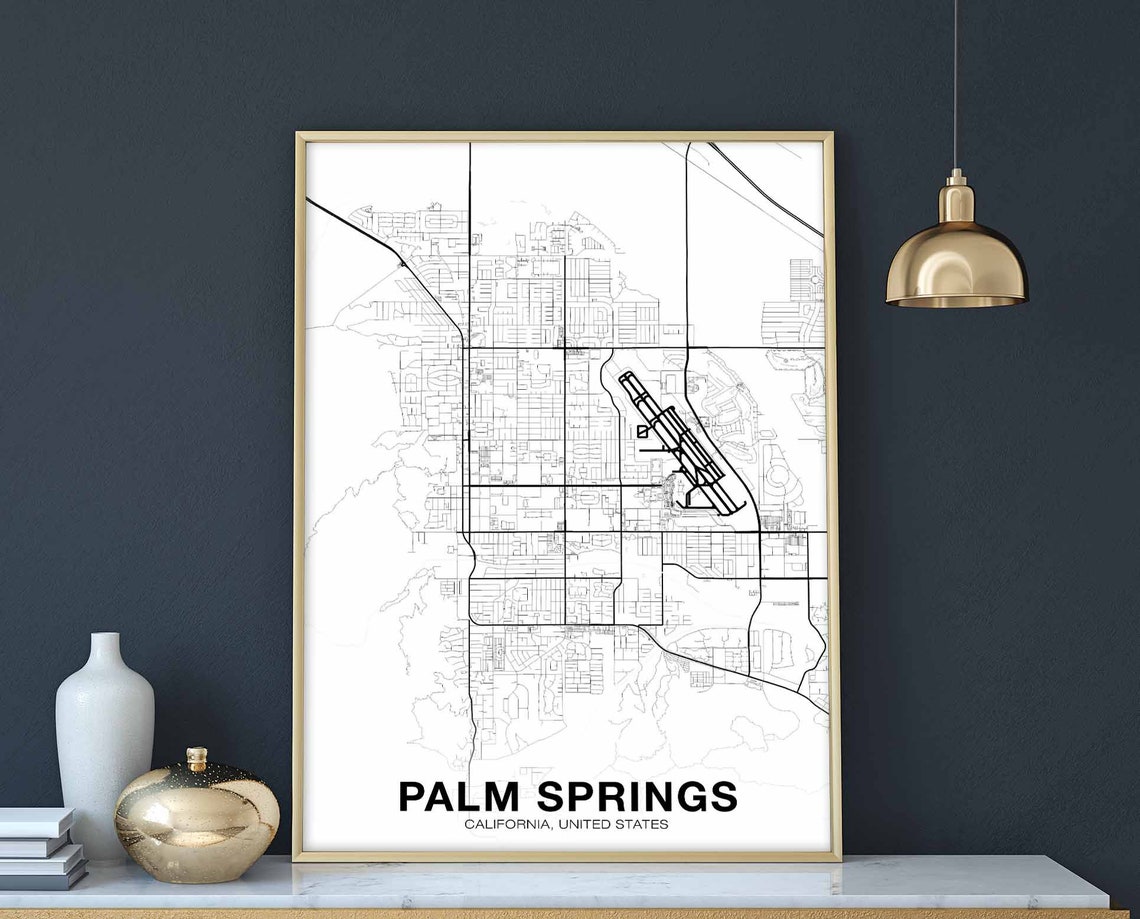 Palm Springs California Minimalist City Map Modern Home Decor Poster