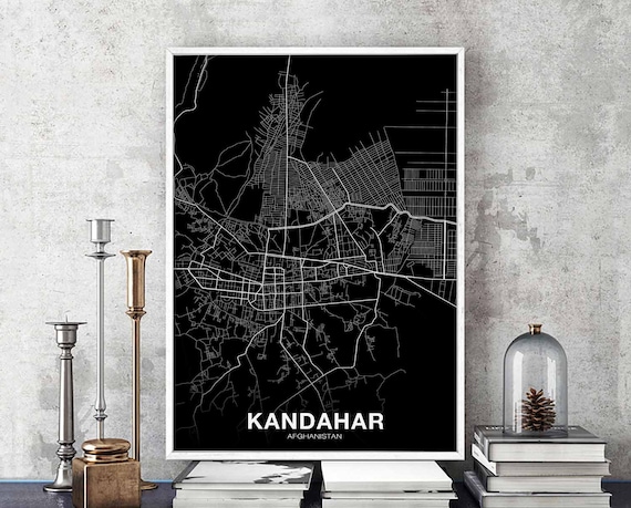 Kandahar Afghanistan Map Poster Black White Hometown City Print Modern Home Decor Office Decoration Wall Art Dorm Bedroom Gift