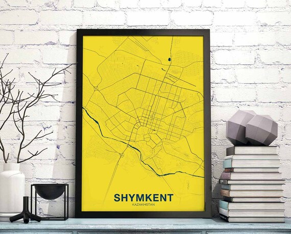Shymkent Kazakhstan Map Poster Color Hometown City Print Modern Home Decor Office Decoration Wall Art Dorm Bedroom Gift