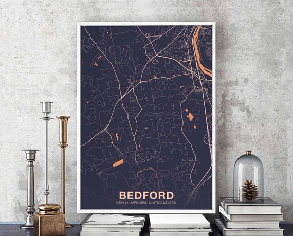 Bedford New Hampshire Nh Usa Poster Color Hometown City Print Modern Home Decor Office Decoration Wall Art Dorm Bedroom Gift