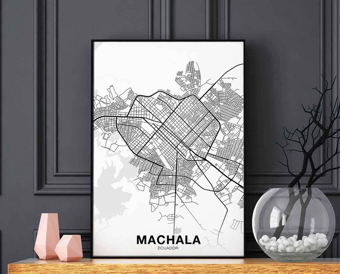 Machala Ecuador Map Poster, Modern Home Decor