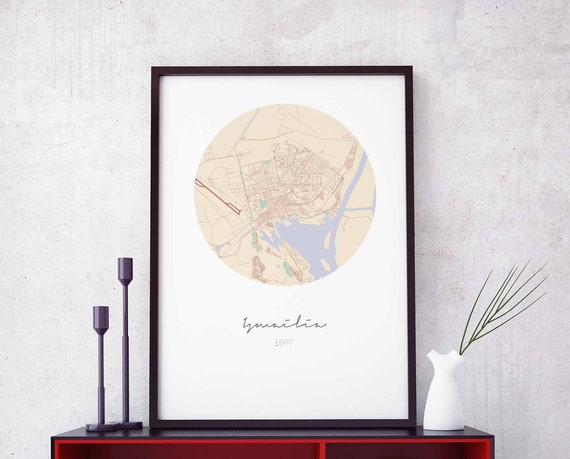 Ismailia Egypt Map Poster Wall Decor Design Modern Minimal Nordic Travel Bedroom Home Art Vintage Retro Dorm Nursery Housewarming