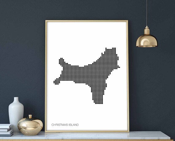 Christmas Island Retro Map Poster, Minimal Dots