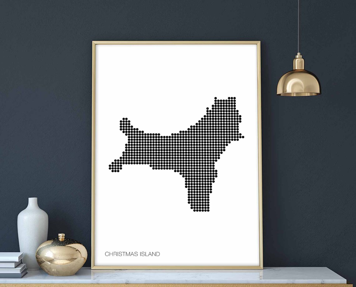 Christmas Island Retro Map Poster, Minimal Dots