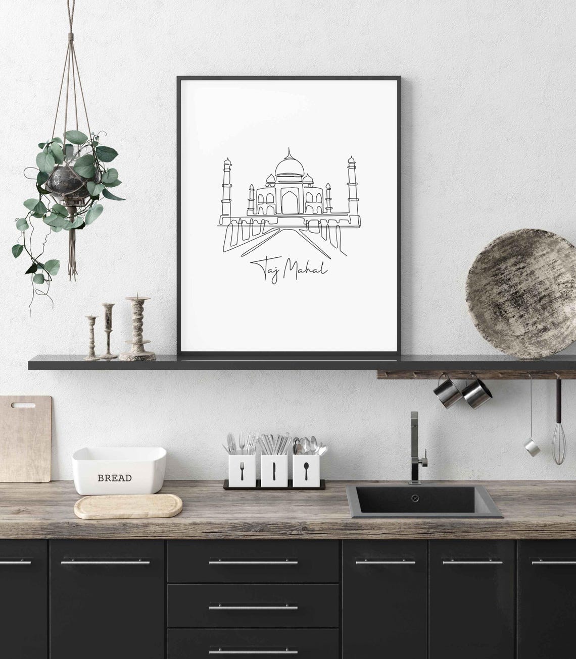 Taj Mahal Agra Line Art Drawing Minimalist India Landmark Poster - Image 5