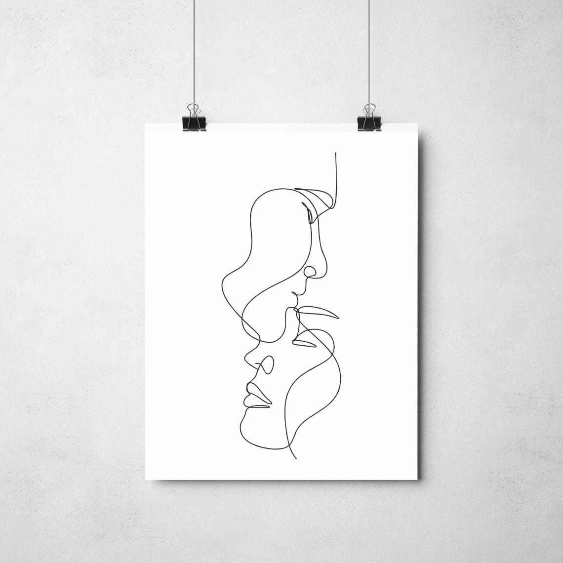Minimalist Couple Kiss Line Art Romance Art Print - Image 4
