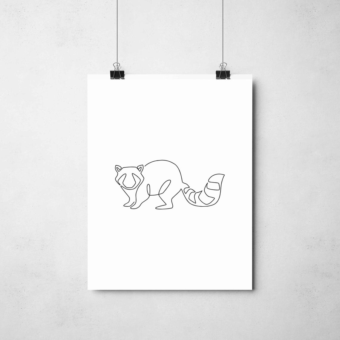Minimalist Raccoon Line Art Forest Animal Print Black White Drawing Cute Wildlife Decor Poster - Image 2