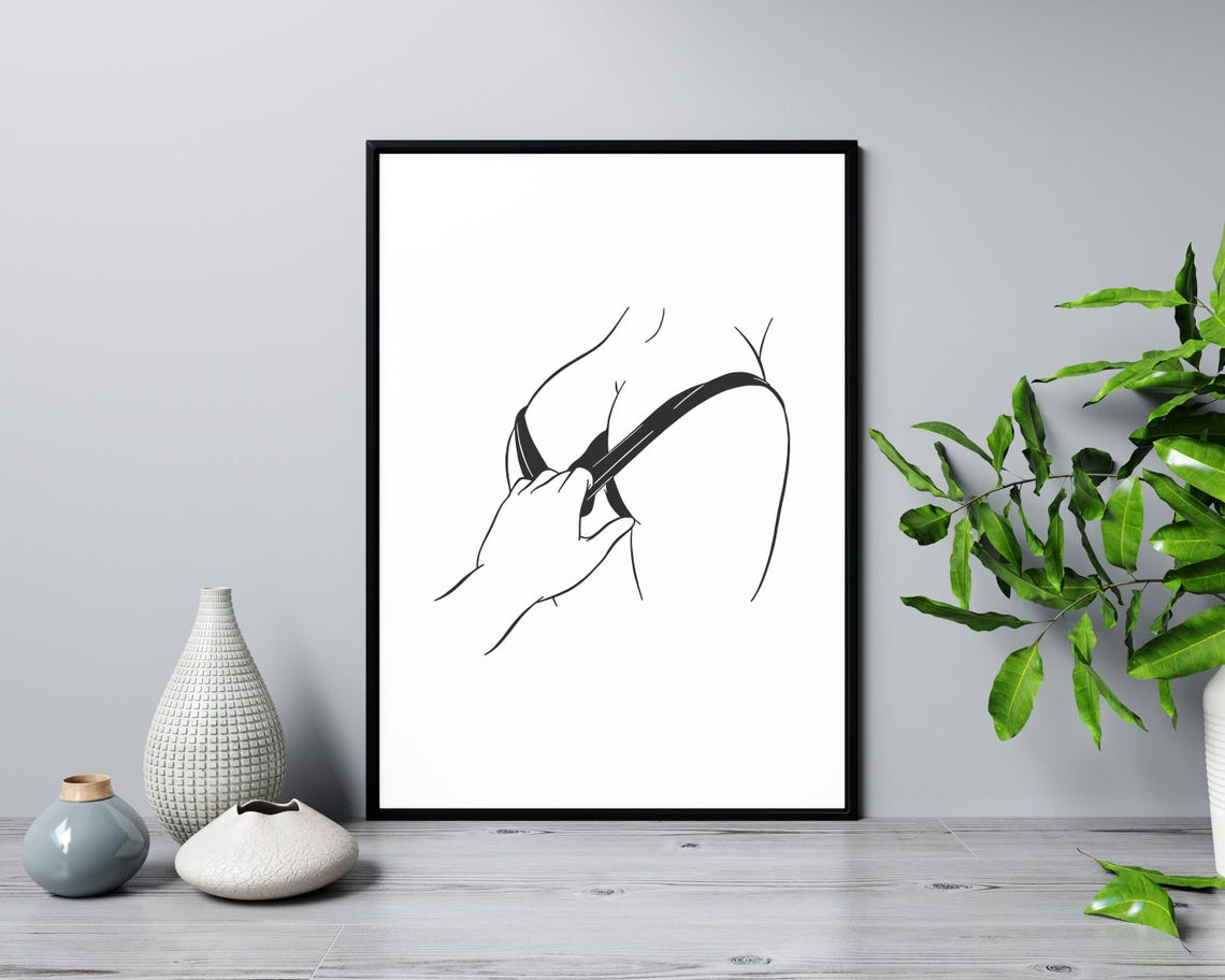 Artistic Female Nude Wall Art Elegant Sensual Line Drawing Minimalist Body Figure Bedroom Decor - Image 3