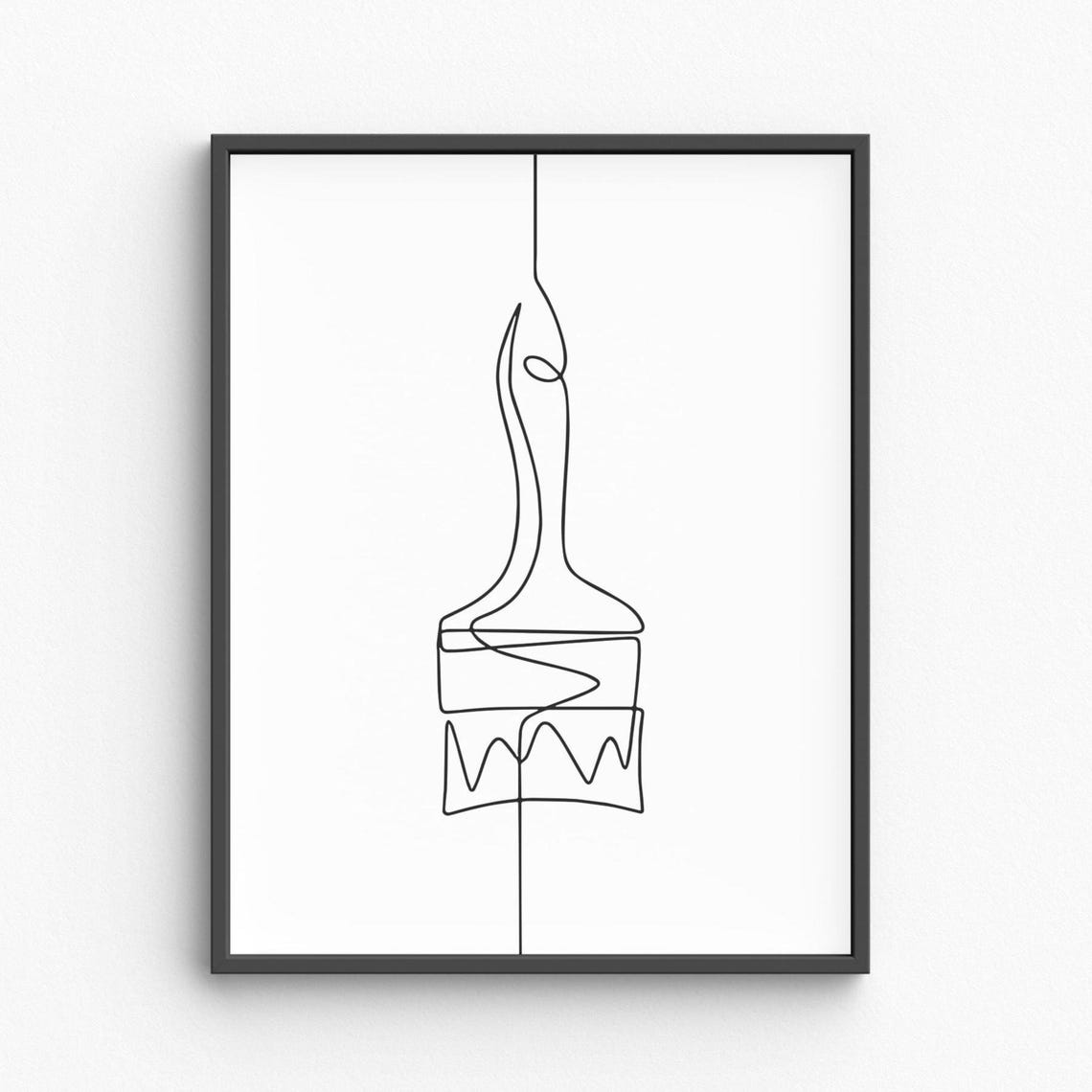 Paintbrush Continuous One Line Drawing Minimalist Art Poster