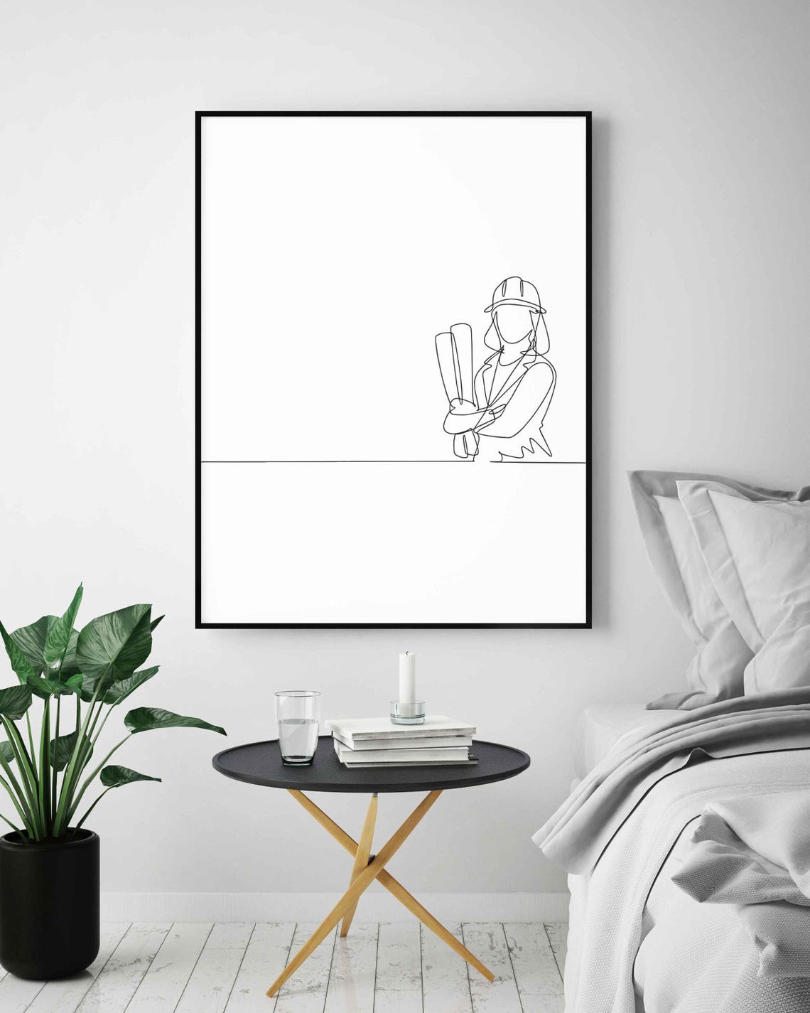 Architect Line Art Minimalist Architecture Print Modern Designer Wall Drafting Tools Illustration Creative Studio Decor - Image 4