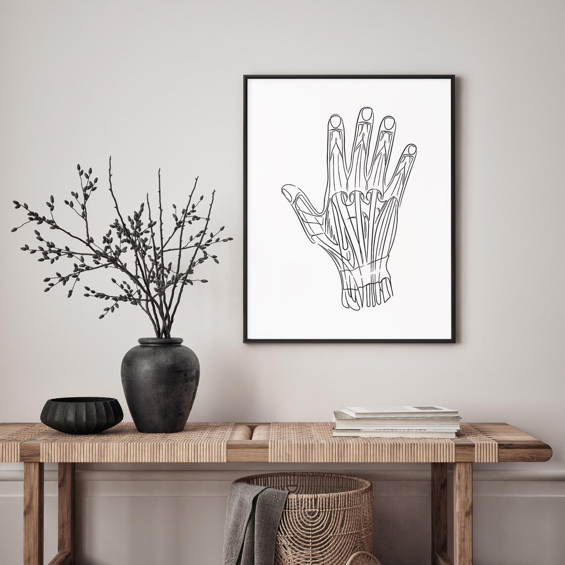 Hand Muscles Anatomy Line Art Medical Illustration Office Poster - Image 4