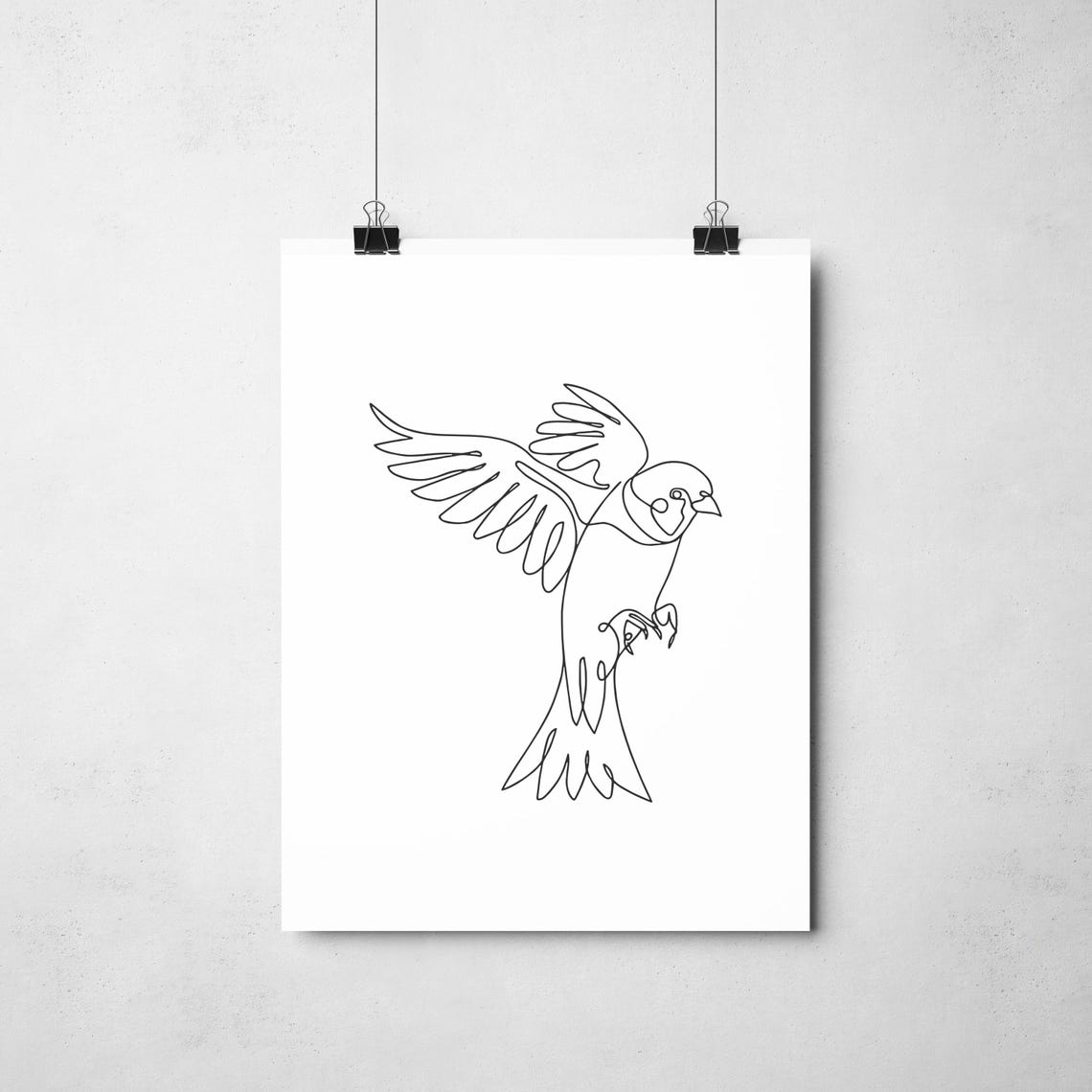 Songbird In Flight Continuous One Line Drawing Minimalist Poster - Image 2