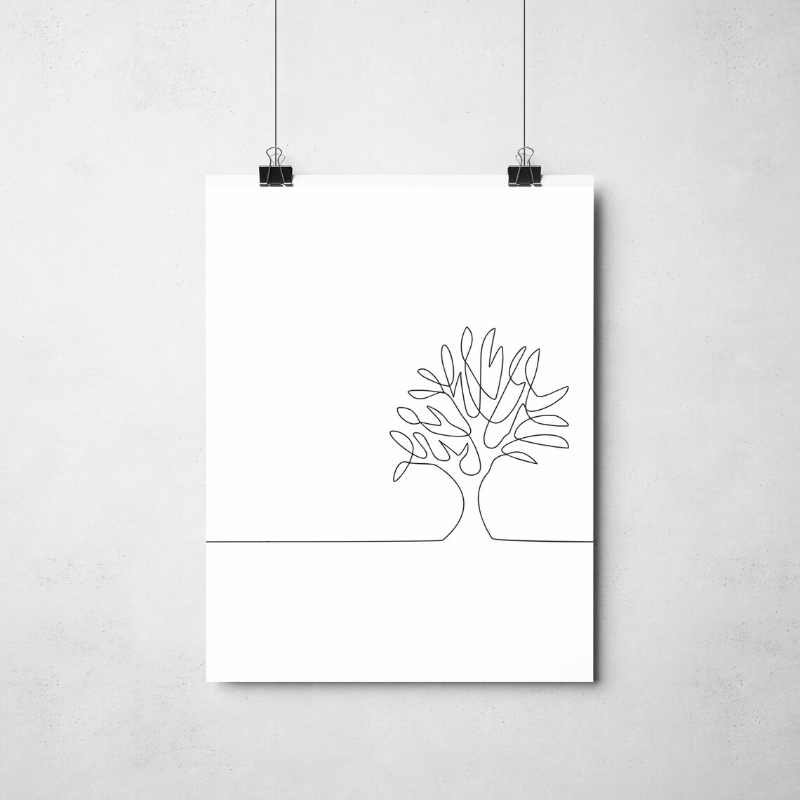 Minimalist Tree Line Art Nature Wall Art Print - Image 2
