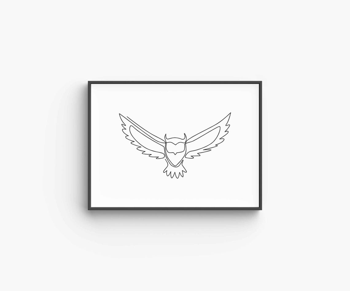 Flying Owl Continuous Line Drawing Minimalist Bird Art Poster - Image 6