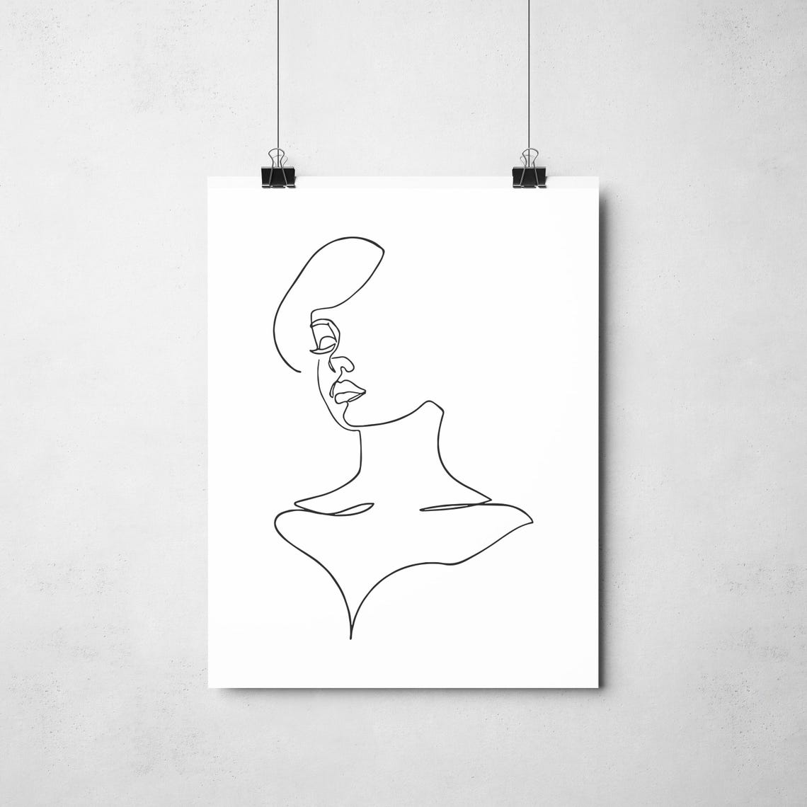 Woman Face Line Art Minimalist Female Portrait Print Elegant Wall Abstract Drawing Modern Home Decor - Image 2