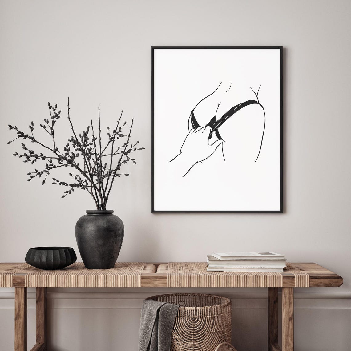 Artistic Female Nude Wall Art Elegant Sensual Line Drawing Minimalist Body Figure Bedroom Decor - Image 4