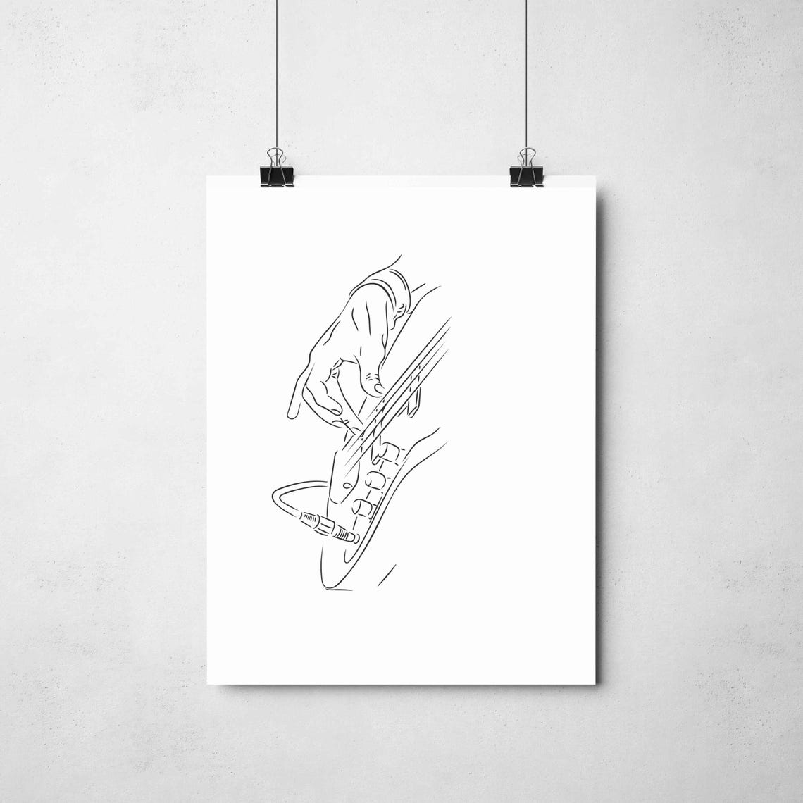 Guitar Player Hands Line Art Musician Strumming Music Decor Poster - Image 4