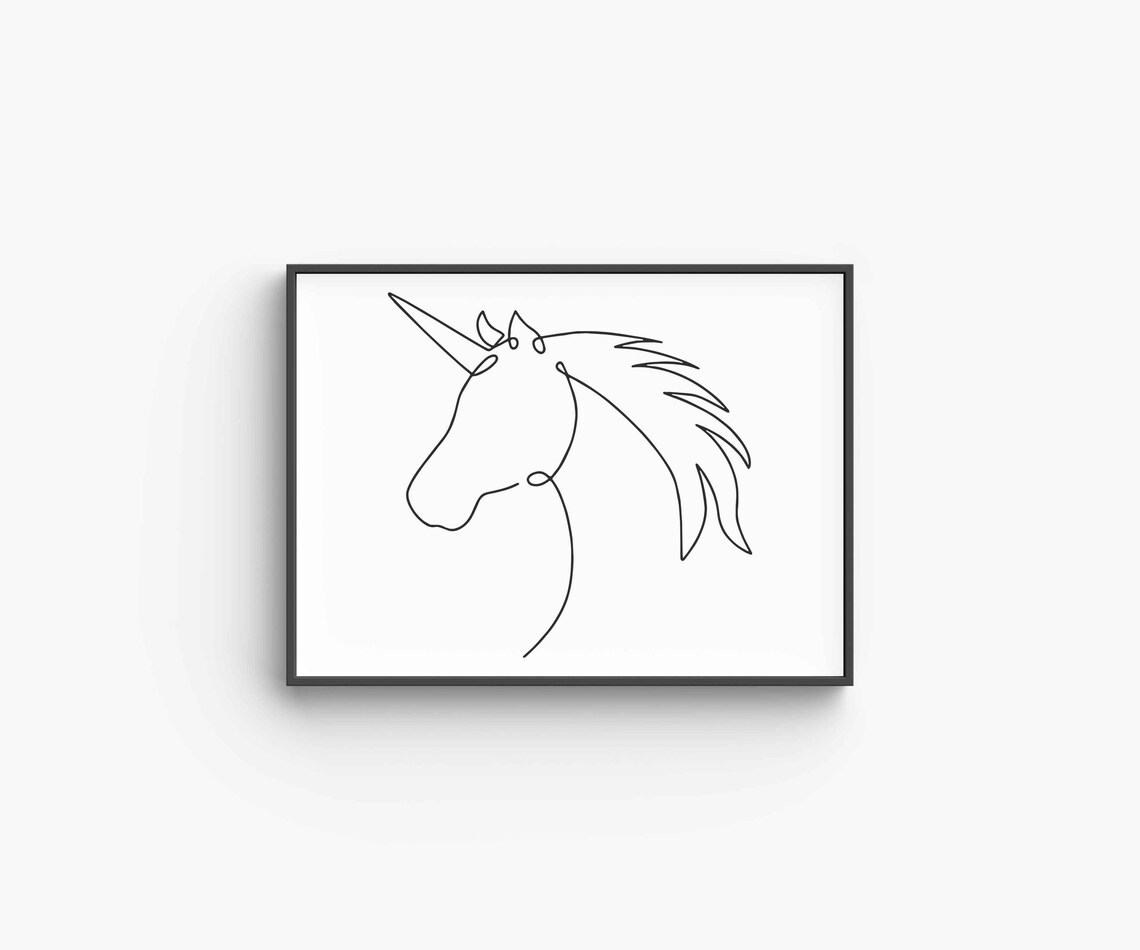 Unicorn Horse Head Line Art Drawing Minimalist Fantasy Poster - Image 6
