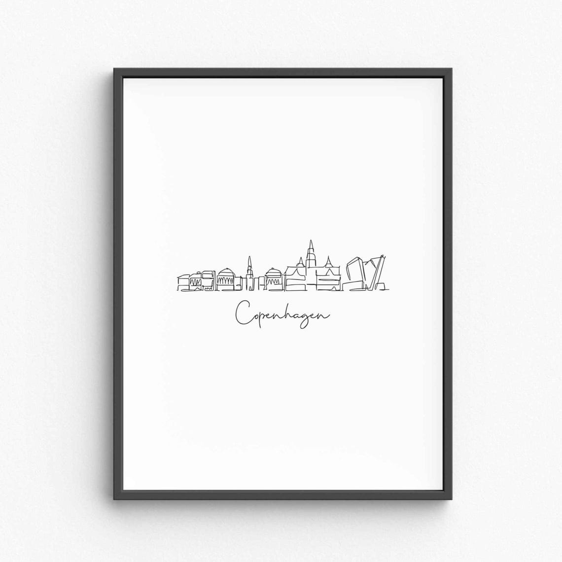 Copenhagen Line Art Minimalist Travel Poster